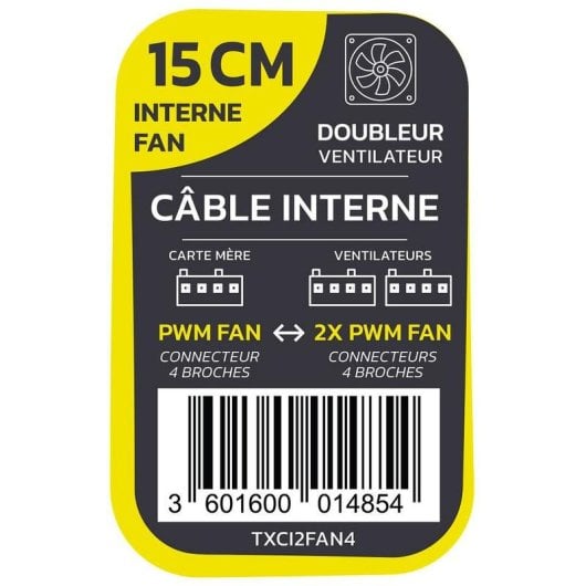 Câble adaptateur ventilateur Textorm TXCI2FAN4 Duplicateur PWM 4 broches 15 cm