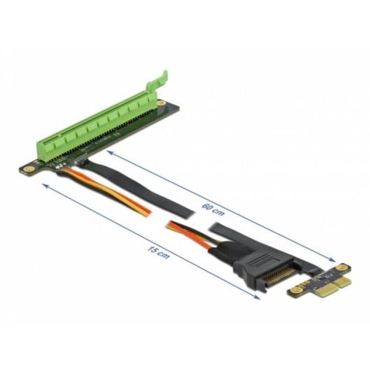 Tarjeta riser DeLock 85763 PCIe x1 a x16 cable flexible 60 cm SATA