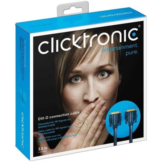 Câble DVI-D Clicktronic 70333 3m Double Liaison Or Bleu haute vitesse
