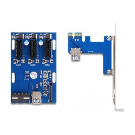 Scheda Riser DeLock 41442 PCIe x1 a 3x PCIe x1 con cavo USB 50 cm e alimentazione SATA