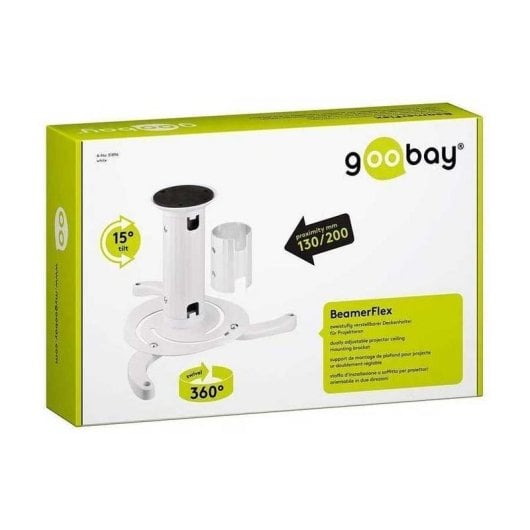 Support projecteur Goobay 51896 plafond blanc 360° inclinaison -15 à 15° 10 kg