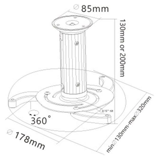 Support projecteur Goobay 51905 plafond universel 10 kg argent rotation 360°