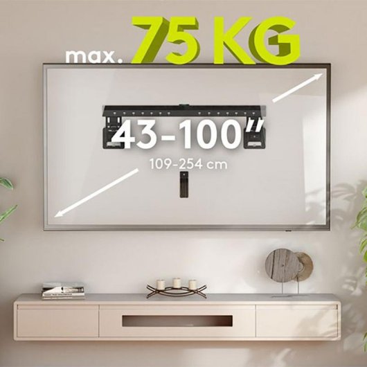 Support mural Goobay 70822 fixe ultra-mince TV 43-100 pouces charge 75 kg noir