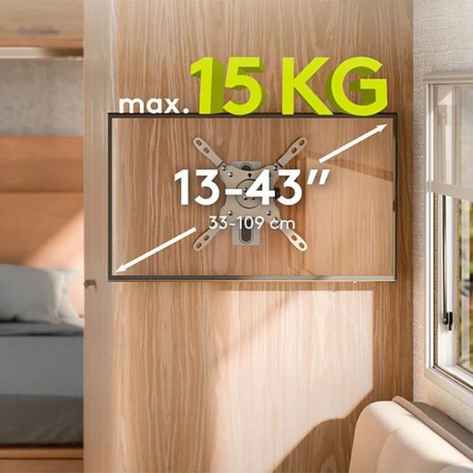 Support mural TV Goobay 71987 inclinable et pivotant 23" à 42" argent
