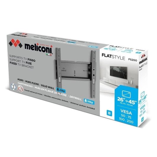 Meliconi 580482 Support TV Fixe Mural 26 à 45" VESA 50x50 à 200x200 Max 25Kg