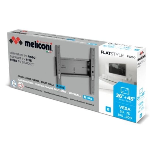 Meliconi 580482 Support TV Fixe Mural 26 à 45" VESA 50x50 à 200x200 Max 25Kg