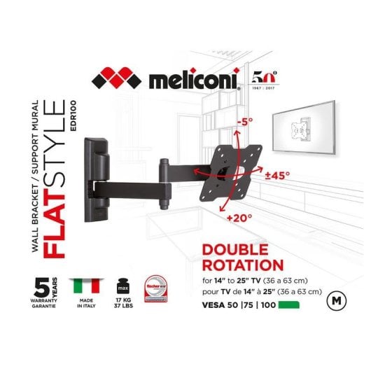 Supporto TV Meliconi EDR100 Nero doppio braccio 14-25 pollici VESA
