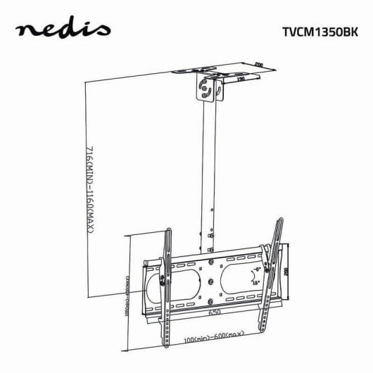 Soporte para TV Nedis TVCM1350BK techo ajustable 42-65" rotación 180° negro