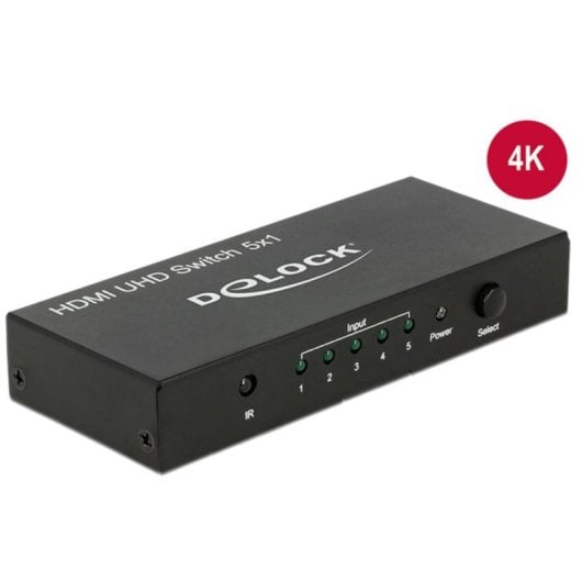 Conmutador vídeo DeLock 18685 HDMI 5 entradas 4K 60Hz HDR Metal
