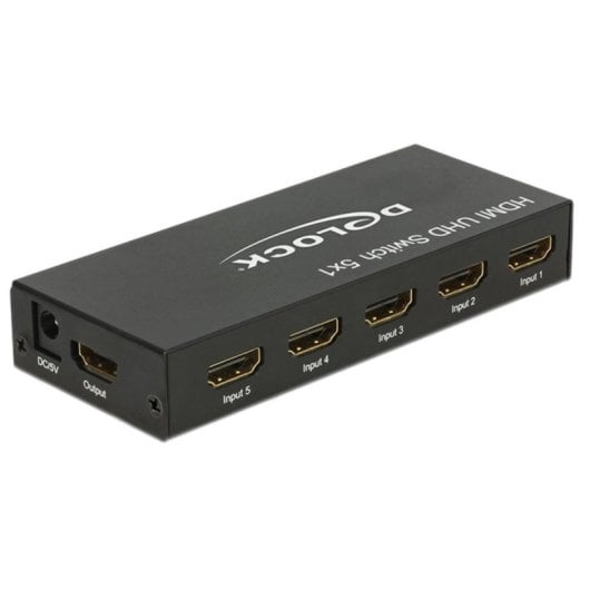 Conmutador vídeo DeLock 18685 HDMI 5 entradas 4K 60Hz HDR Metal