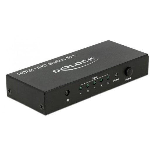 Conmutador vídeo DeLock 18685 HDMI 5 entradas 4K 60Hz HDR Metal