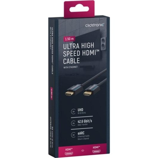 Cavo HDMI Clicktronic 40989 1,5 m Ultra High Speed 48 Gbit/s HDR 8K
