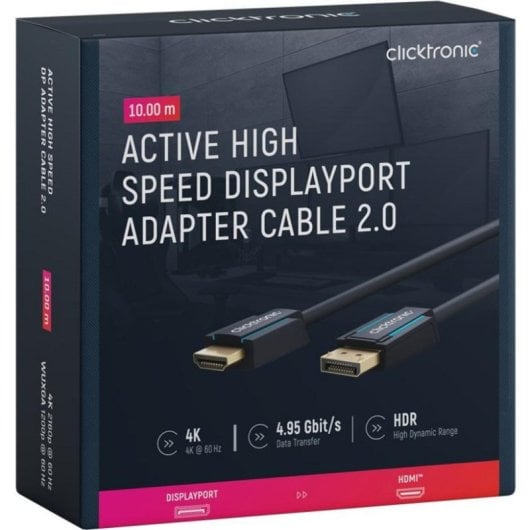 Cavo DisplayPort Clicktronic 44927 10m HDMI 2.0 Attivo 4K 60Hz HDR Oro