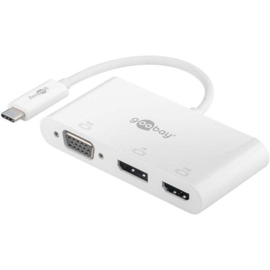 Adattatore grafico USB Goobay 52412 USB-C HDMI DP VGA Bianco