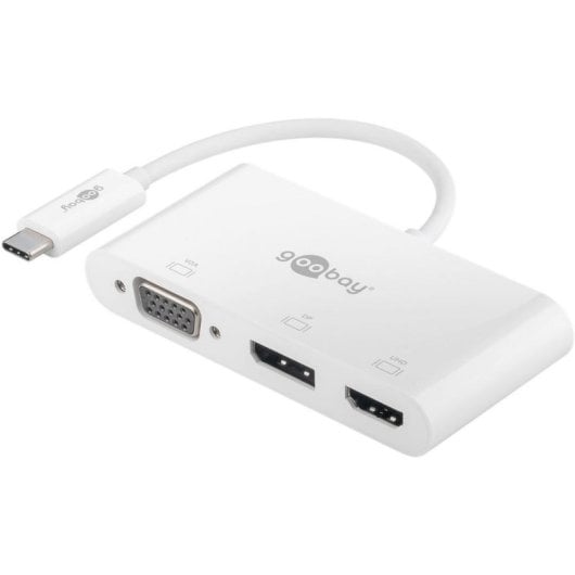 Adaptador gráfico USB Goobay 52412 USB-C a HDMI DisplayPort VGA blanco compacto