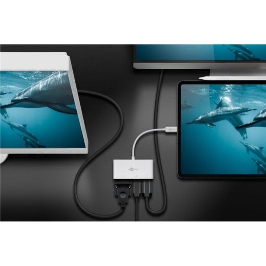 Adaptador gráfico USB Goobay 52412 USB-C a HDMI DisplayPort VGA blanco compacto