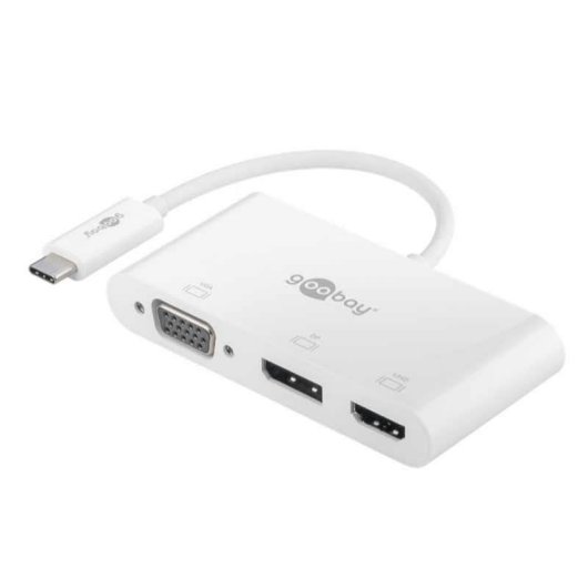 Adattatore grafico USB Goobay 52412 USB-C HDMI DP VGA Bianco