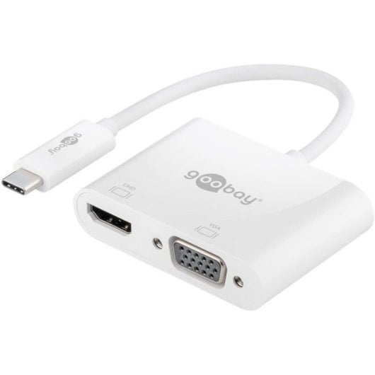 Adaptador Goobay 52430 USB C a HDMI y VGA Blanco Conectividad Dual