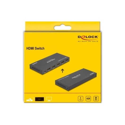 Switch HDMI DeLock 18604 4x1 8K 60 Hz HDR USB Telecomando Metal Nero