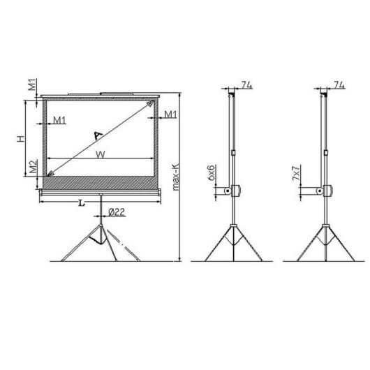 Écran de projection INOVU TRS120 120 x 120 cm Tripode Format 1:1