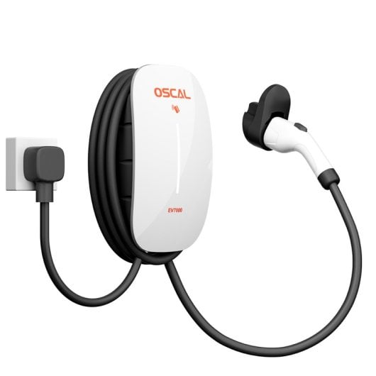 Chargeur mural intelligent Oscal Ev7000 pour véhicules électriques (prise européenne) avec accès par carte RFID et contrôle par application.