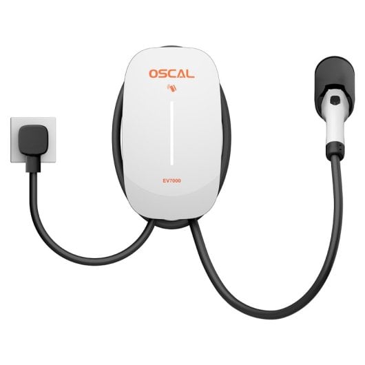 Chargeur mural intelligent Oscal Ev7000 pour véhicules électriques (prise européenne) avec accès par carte RFID et contrôle par application.