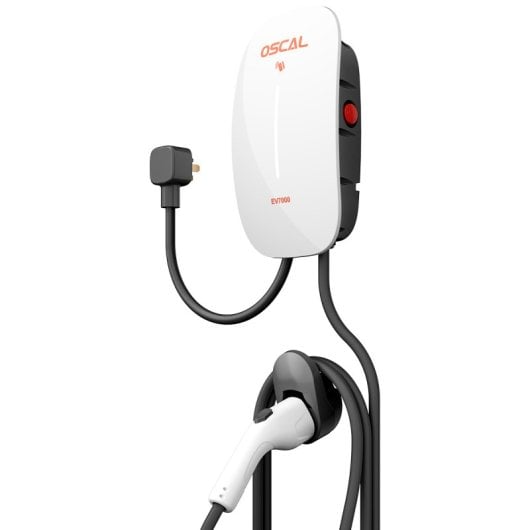Chargeur mural intelligent Oscal Ev7000 pour véhicules électriques (prise européenne) avec accès par carte RFID et contrôle par application.