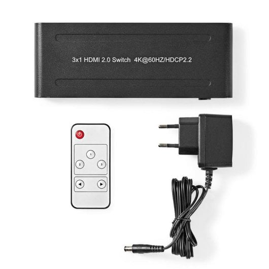 Switch video NEDIS VSWI3473AT HDMI 3 ingressi 1 uscita 4K 60Hz telecomando