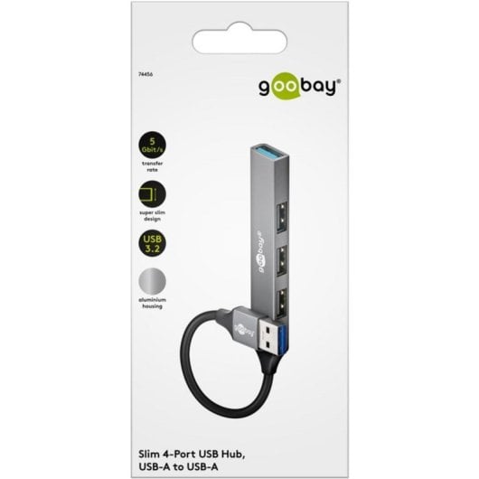 Hub Goobay 4 ports 5 Gbit/s modèle 74456 USB-A aluminium compact