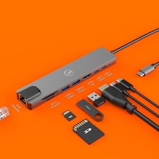 Hub Mobility Lab 8 ports USB 3.0 Power Delivery 100 W ML313023 HDMI 4K Ethernet lecteur SD