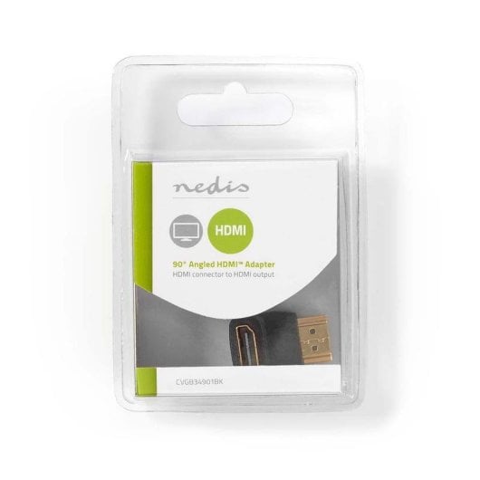 Adaptador HDMI Nedis CVGB34901BK macho a hembra ángulo 90° negro