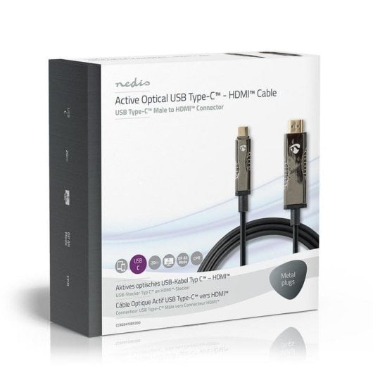 Adattatore di cavo video Nedis CCBG6410BK200 USB-C HDMI 20 m AOC nero