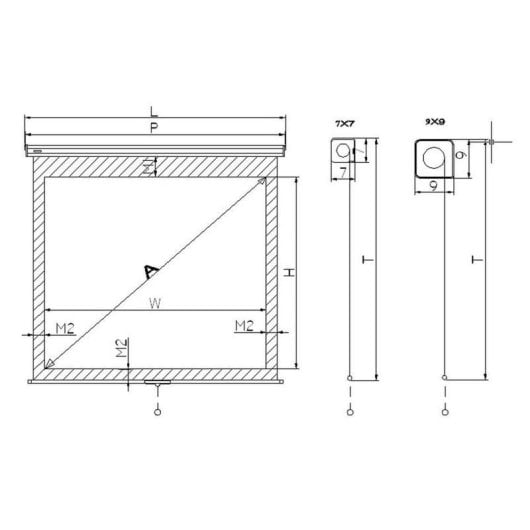 Écran de projection INOVU PMS200 manuel 200x200 cm format 1:1 fixation murale