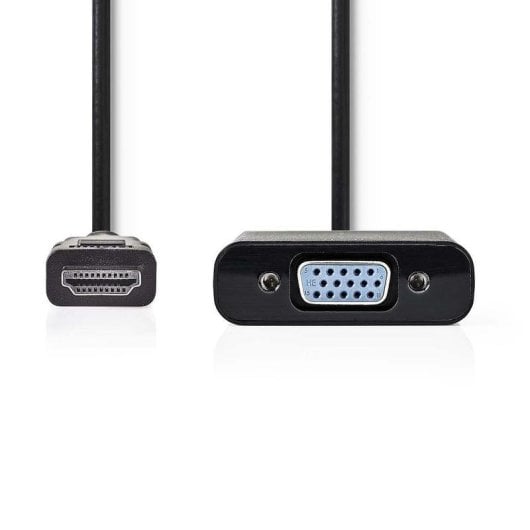 Adaptador de cabo Nedis CCGB34900BK02 HDMI para VGA 0,2m preto áudio 3,5mm