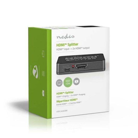 Divisor de vídeo Nedis VSPL34002BK HDMI 2 salidas 4K ABS/PVC Negro