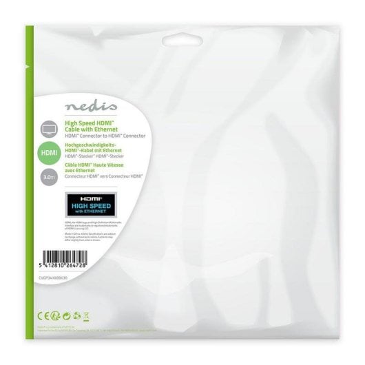 Câble HDMI Nedis CVGP34100BK30 Plat 3 m HDMI 4K Ethernet Noir