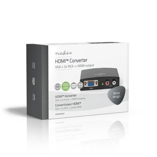 Conversor de sinal NEDIS VCON3454AT VGA para HDMI com áudio integrado
