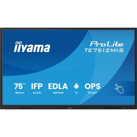 Pantalla interactiva iiyama TE7512MIS-B4AG 75" 4K UHD Android 14 Wi-Fi VA táctil
