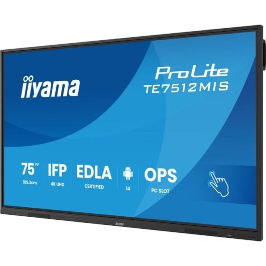 Pantalla interactiva iiyama TE7512MIS-B4AG 75" 4K UHD Android 14 Wi-Fi VA táctil