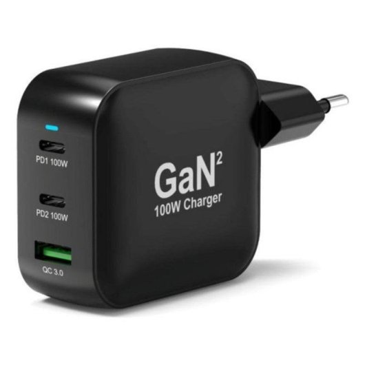 Cargador Port Designs 902100PEU GaN 100 W USB-C Power Delivery, cable 2 m