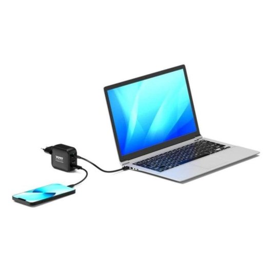 Cargador Port Designs 902100PEU GaN 100 W USB-C Power Delivery, cable 2 m