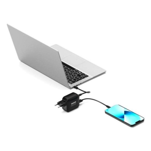 Cargador Port Designs 902100PEU GaN 100 W USB-C Power Delivery, cable 2 m