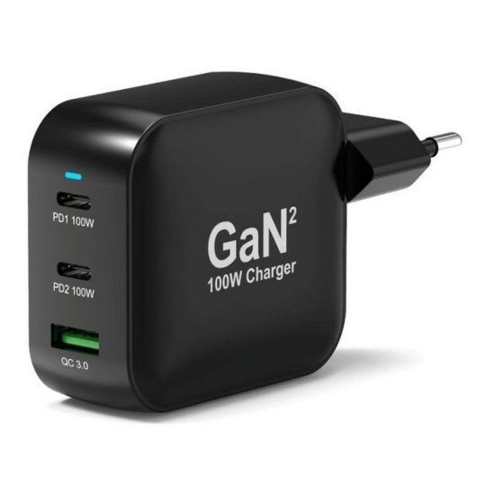Cargador Port Designs 902100PEU GaN 100 W USB-C Power Delivery, cable 2 m