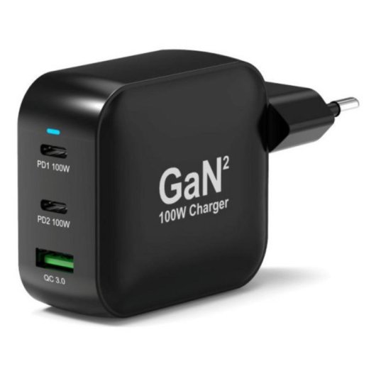 Cargador Port Designs 902100PEU GaN 100 W USB-C Power Delivery, cable 2 m