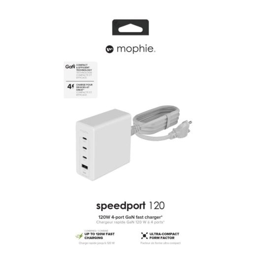 Chargeur Mophie 409909309 120 W GaN 3x USB-C 1x USB-A blanc
