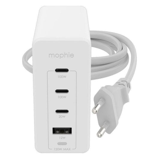 Chargeur Mophie 409909309 120 W GaN 3x USB-C 1x USB-A blanc