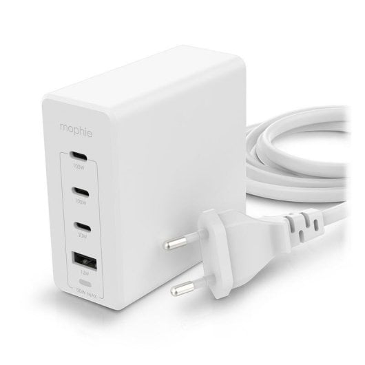 Chargeur Mophie 409909309 120 W GaN 3x USB-C 1x USB-A blanc