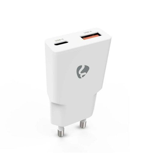 Chargeur mural NEDIS WCHA20WT 20W GaN USB-C PD3.0 USB-A Charge rapide Blanc