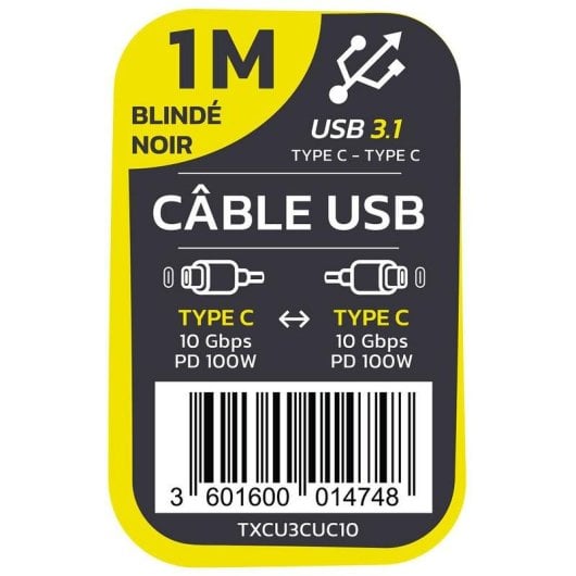 Câble USB-C Textorm TXCU3CUC10RV 3.1 Gen 2 1 m 100 W