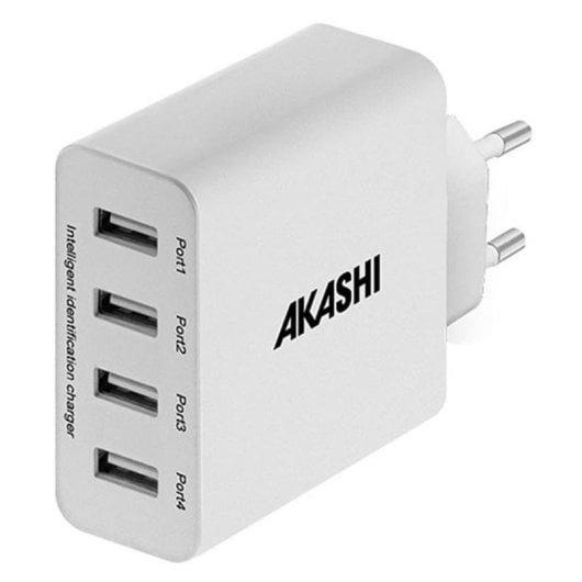 Chargeur Akashi ALT4USBAC5WH 4 USB 5 A Charge rapide Blanc